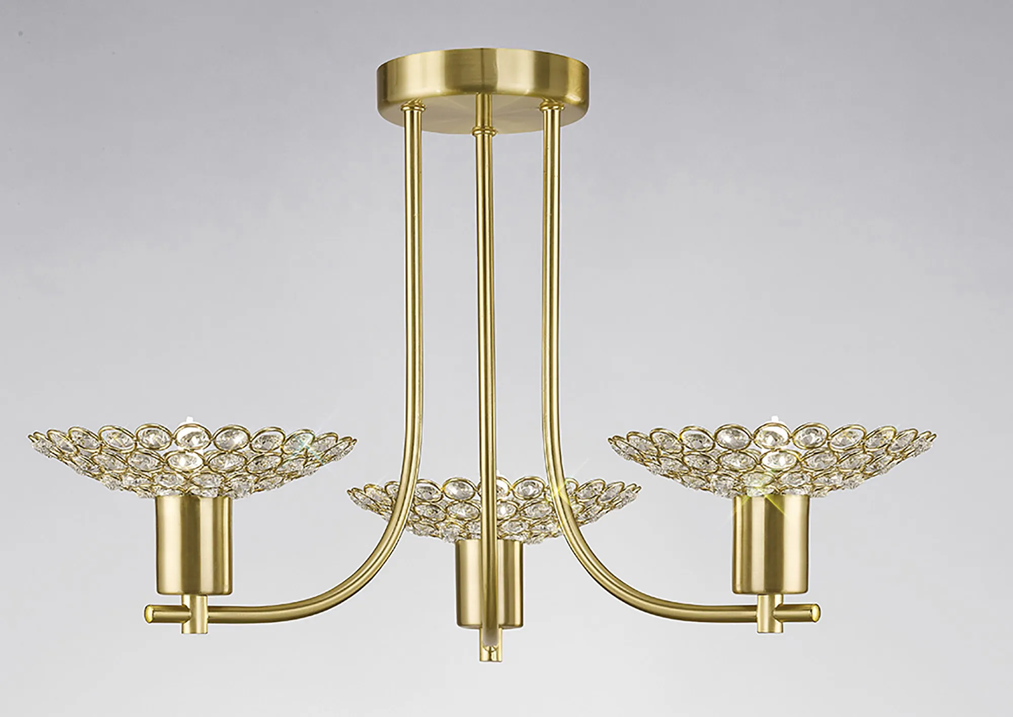 IL20601  Ellen Crystal Semi Flush 3 Light Satin Brass